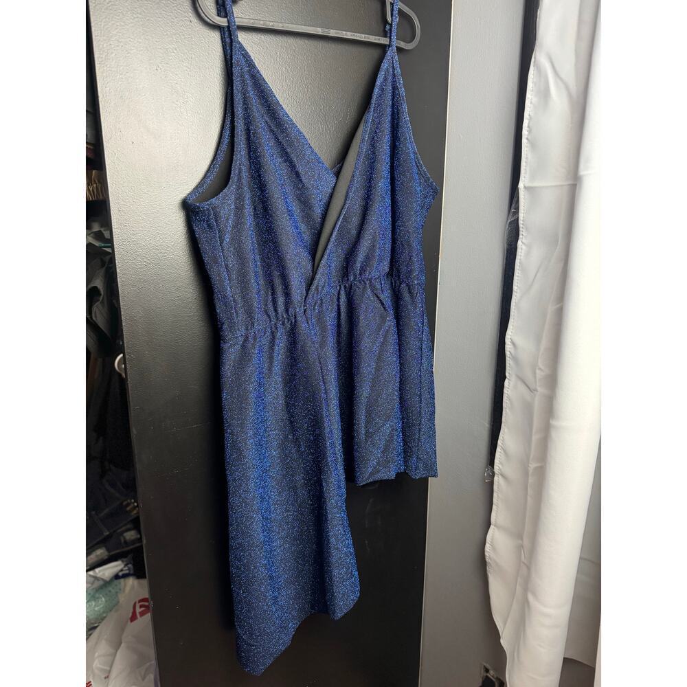 City Chic Electric Blue Asymmetrical Blouse High Stretch - Large/20 (Plus) NWT - Picture 4 of 14
